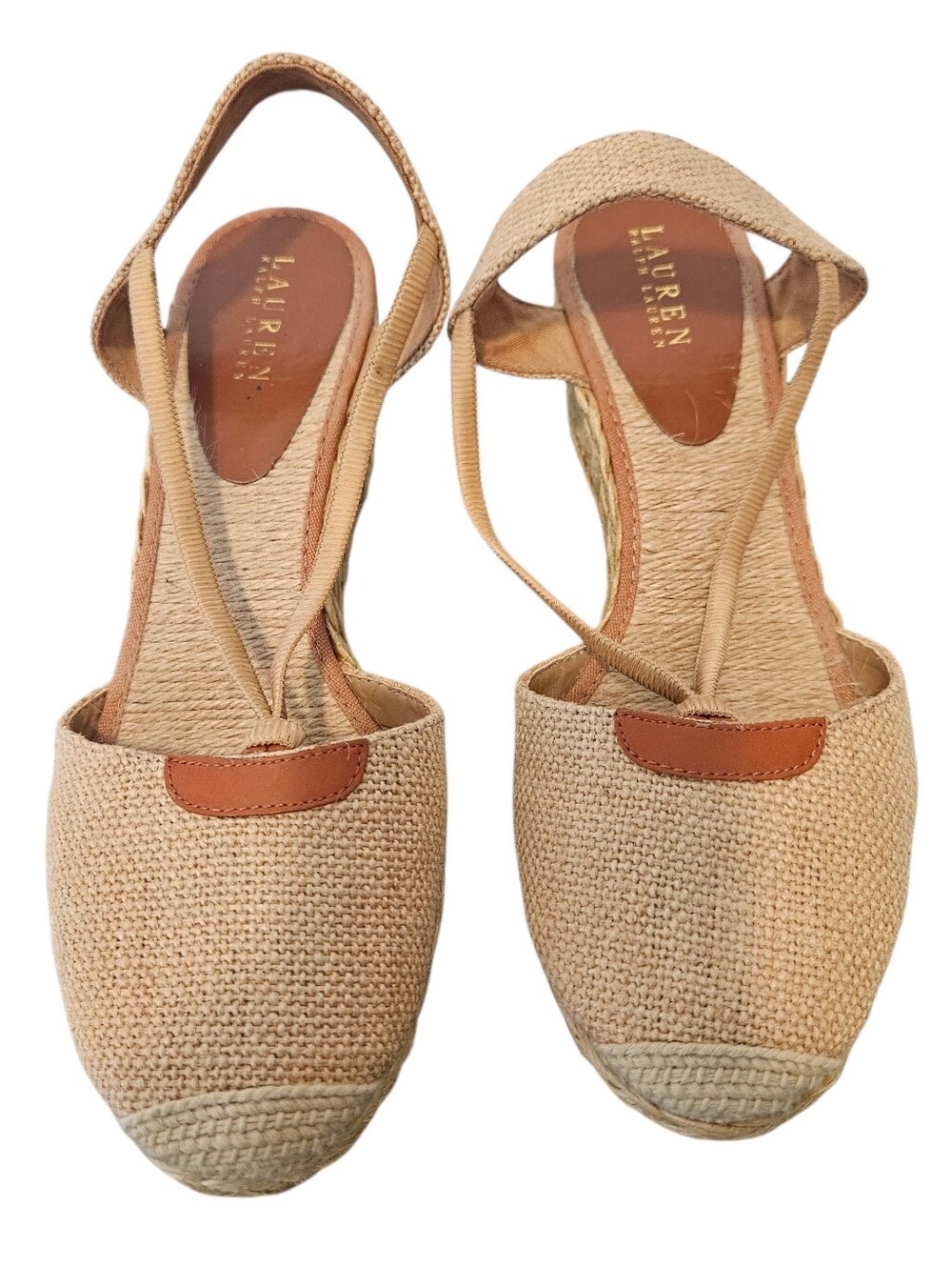 Lauren Ralph Lauren Women's Cala Espadrille Wedge Sandals Tan Size 11B